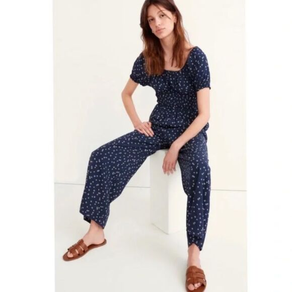 MADEWELL Sophia Jumpsuit in Navy Blue Bandana Flower, Size Small - Picture 1 of 14